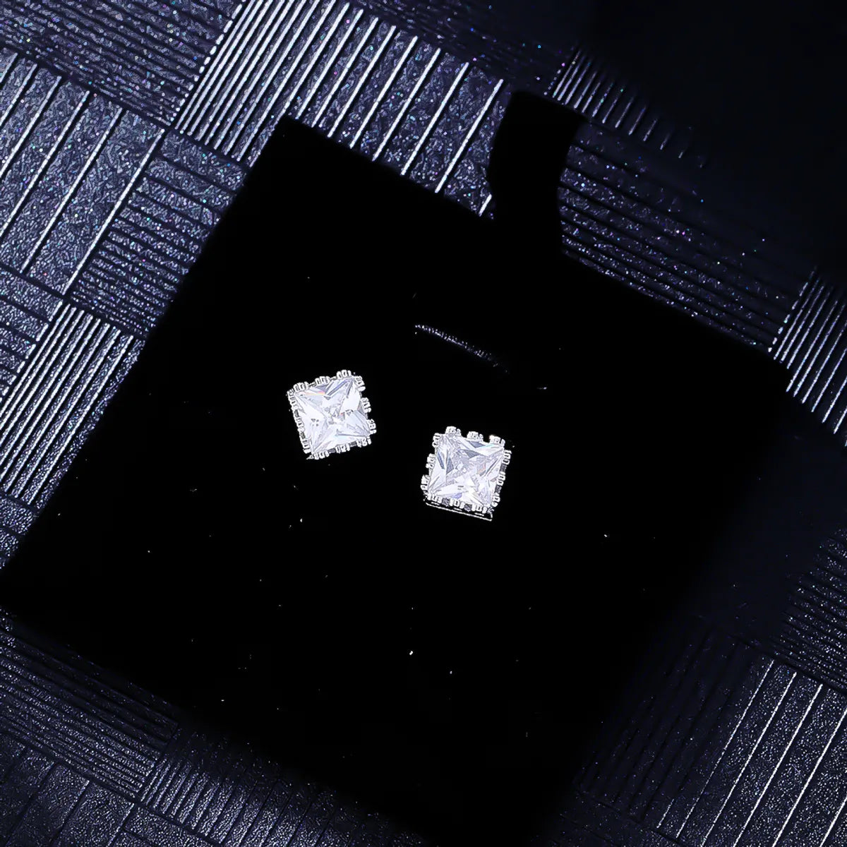 1 Pair Simple Style Square Plating Inlay Copper Zircon White Gold Plated Ear Studs