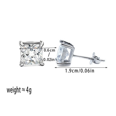 1 Pair Simple Style Square Plating Inlay Copper Zircon White Gold Plated Ear Studs