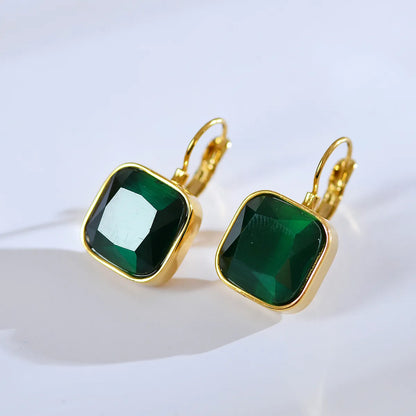 1 Pair Simple Style Square Plating Inlay Stainless Steel Zircon Gold Plated Ear Studs