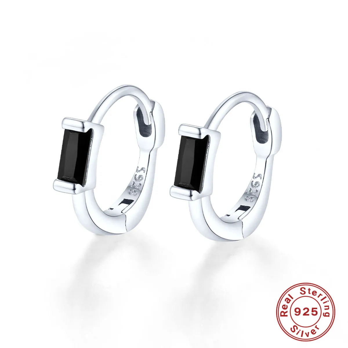 1 Pair Simple Style Square Plating Inlay Sterling Silver Zircon 18k Gold Plated White Gold Plated Earrings