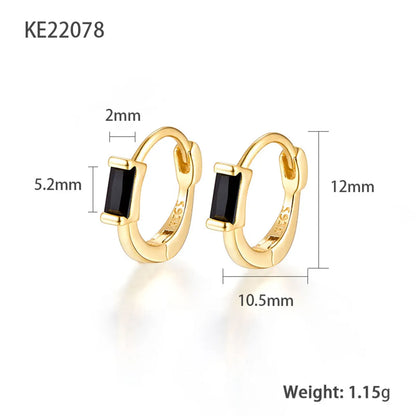 1 Pair Simple Style Square Plating Inlay Sterling Silver Zircon 18k Gold Plated White Gold Plated Earrings