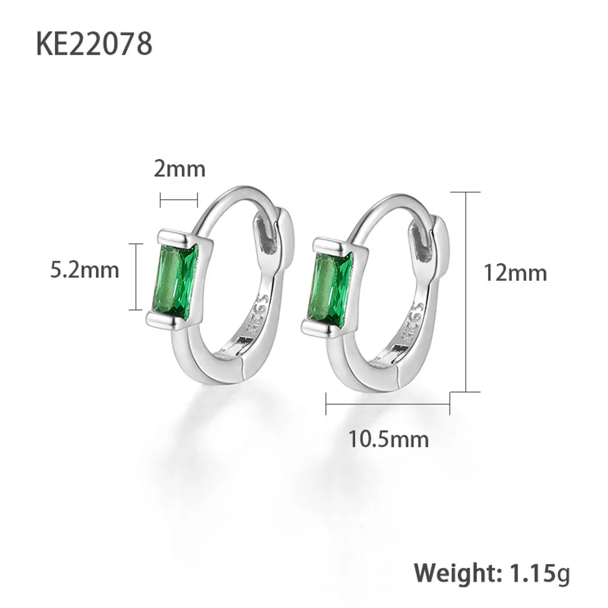 1 Pair Simple Style Square Plating Inlay Sterling Silver Zircon 18k Gold Plated White Gold Plated Earrings