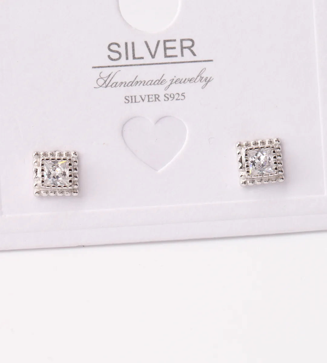 1 Pair Simple Style Square Plating Inlay Sterling Silver Zircon White Gold Plated Ear Studs