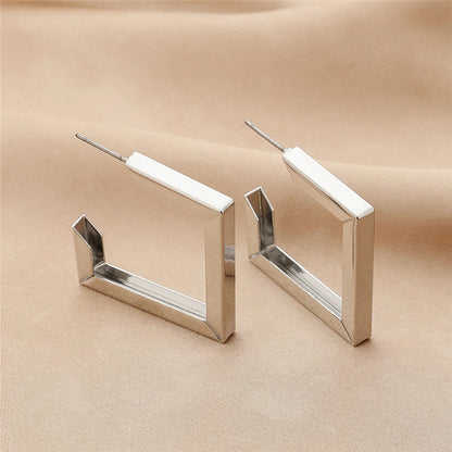 1 Pair Simple Style Square Plating Metal 18k Gold Plated Ear Studs