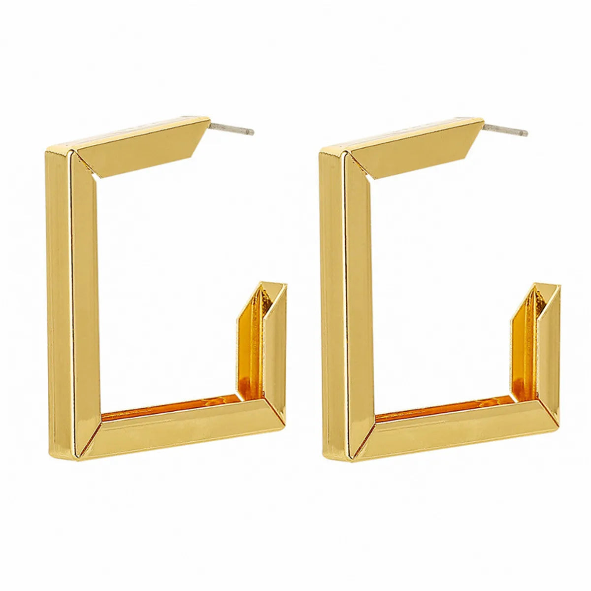 1 Pair Simple Style Square Plating Metal 18k Gold Plated Ear Studs