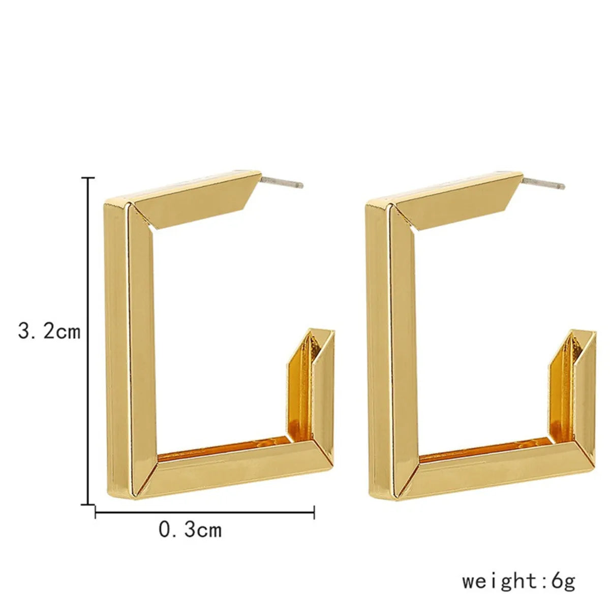 1 Pair Simple Style Square Plating Metal 18k Gold Plated Ear Studs