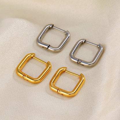 1 Pair Simple Style Square Plating Stainless Steel 18k Gold Plated Earrings