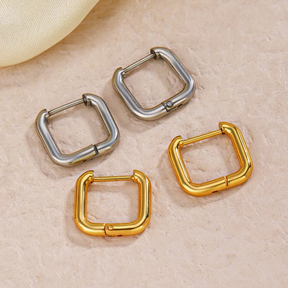 1 Pair Simple Style Square Plating Stainless Steel 18k Gold Plated Earrings