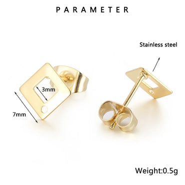 1 Pair Simple Style Square Plating Stainless Steel Ear Studs