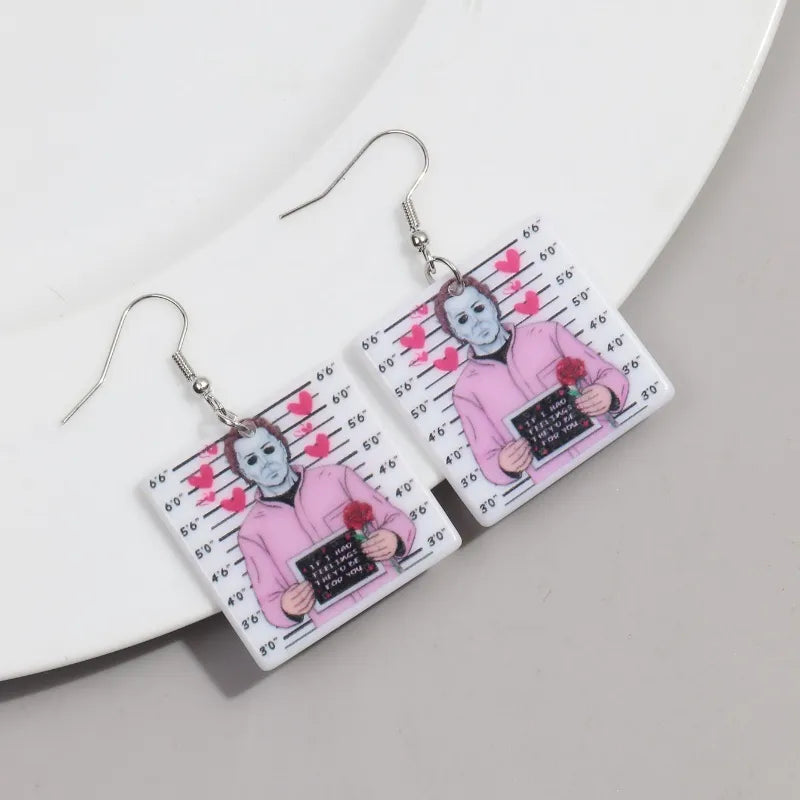 1 Pair Simple Style Square Skull Arylic Drop Earrings