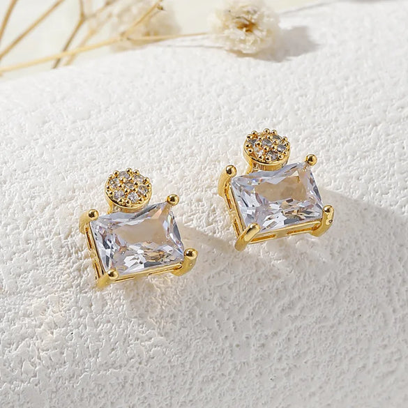 1 Pair Simple Style Square Solid Color Plating Inlay Copper Zircon 18k Gold Plated Ear Studs
