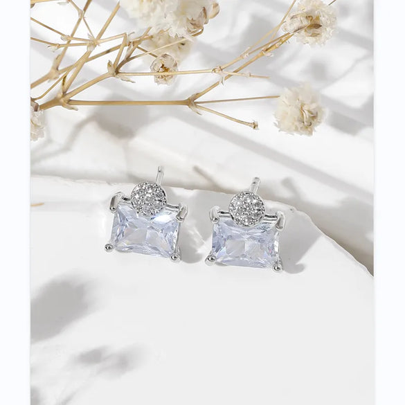 1 Pair Simple Style Square Solid Color Plating Inlay Copper Zircon 18k Gold Plated Ear Studs