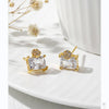 1 Pair Simple Style Square Solid Color Plating Inlay Copper Zircon 18k Gold Plated Ear Studs