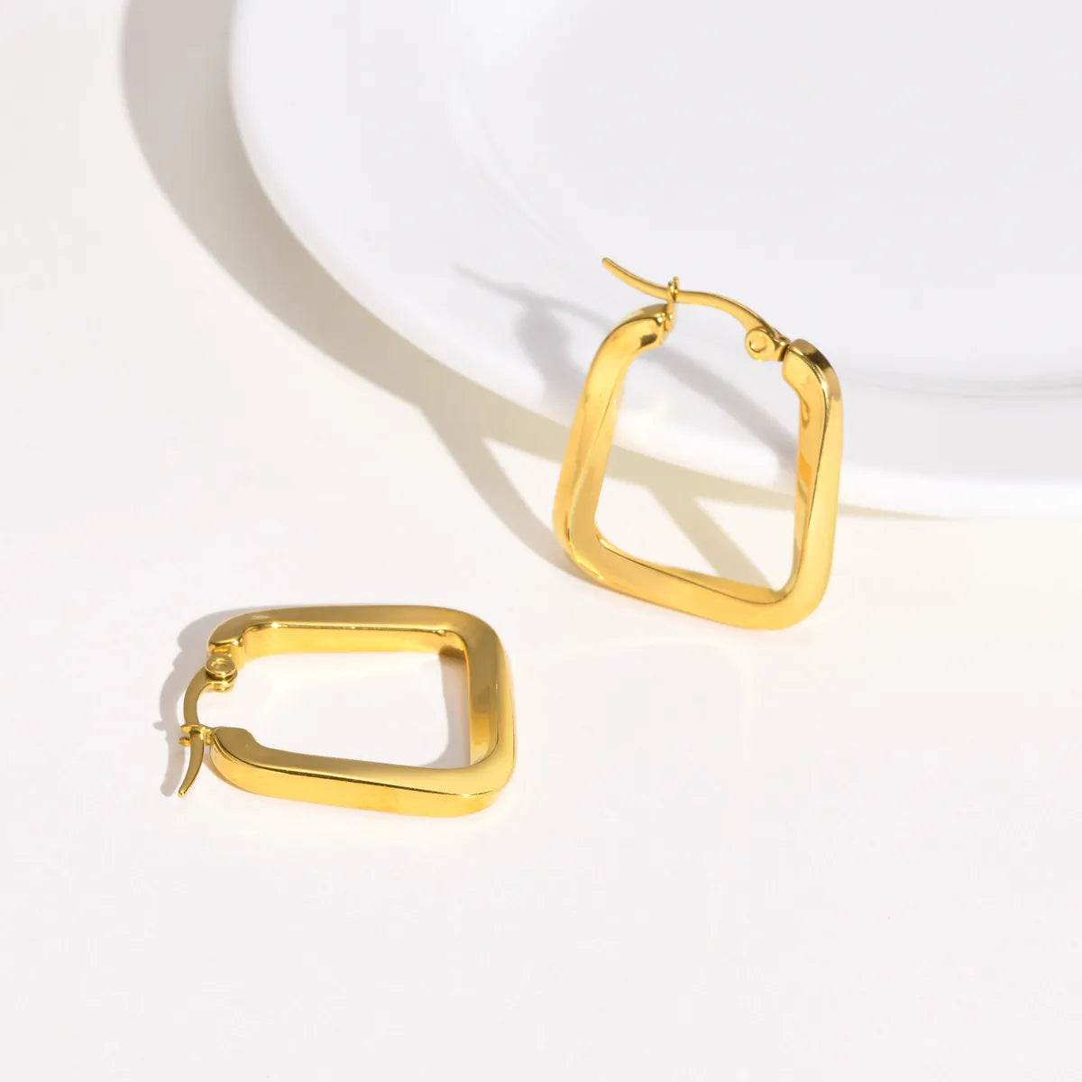 1 Pair Simple Style Square Polishing Plating 201 Stainless Steel Earrings