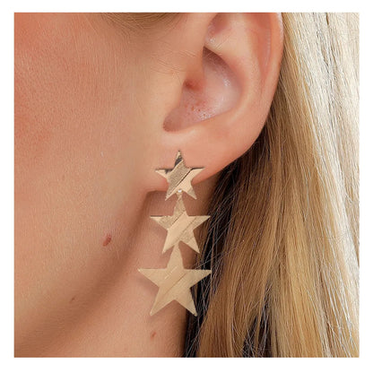 1 Pair Simple Style Square Star Metal Side Stripe Women's Drop Earrings