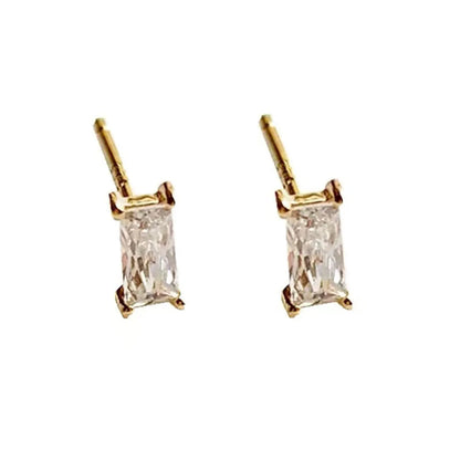 1 Pair Simple Style Square Sterling Silver Inlay Zircon Ear Studs