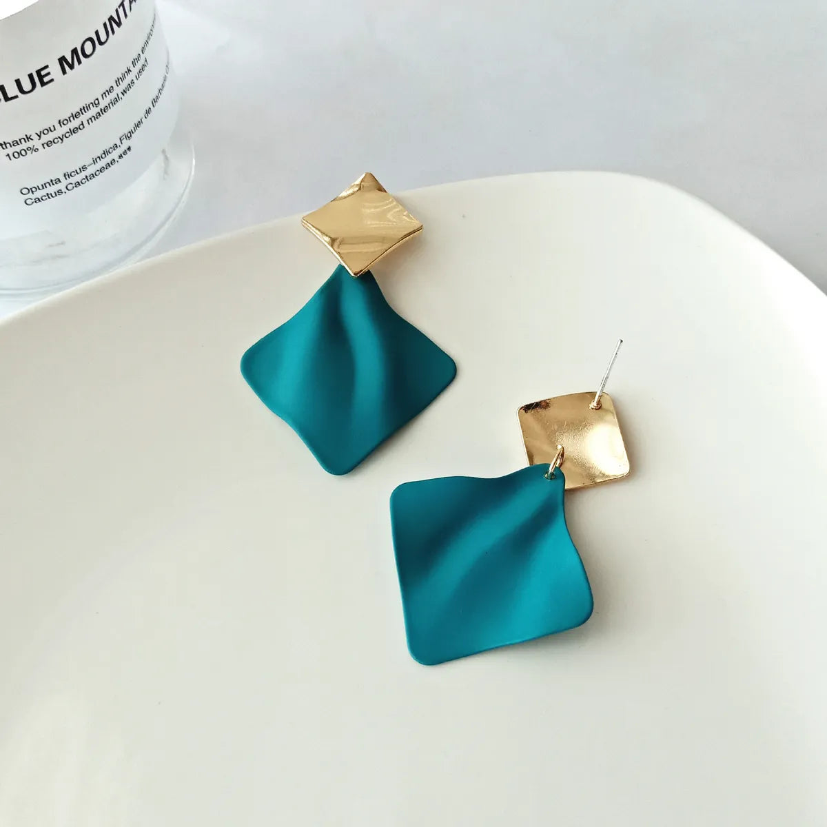 1 Pair Simple Style Square Stoving Varnish Iron Drop Earrings