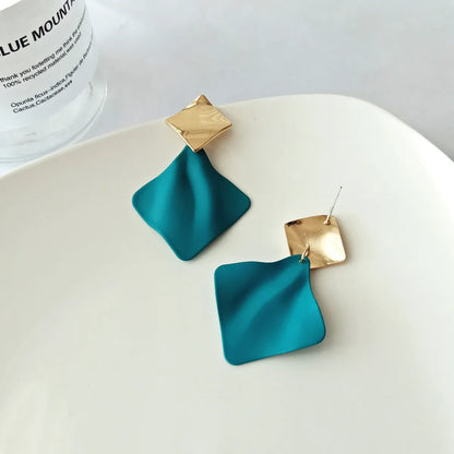 1 Pair Simple Style Square Stoving Varnish Iron Drop Earrings