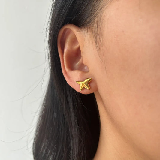 1 Pair Simple Style Star 304 Stainless Steel 18K Gold Plated Ear Studs