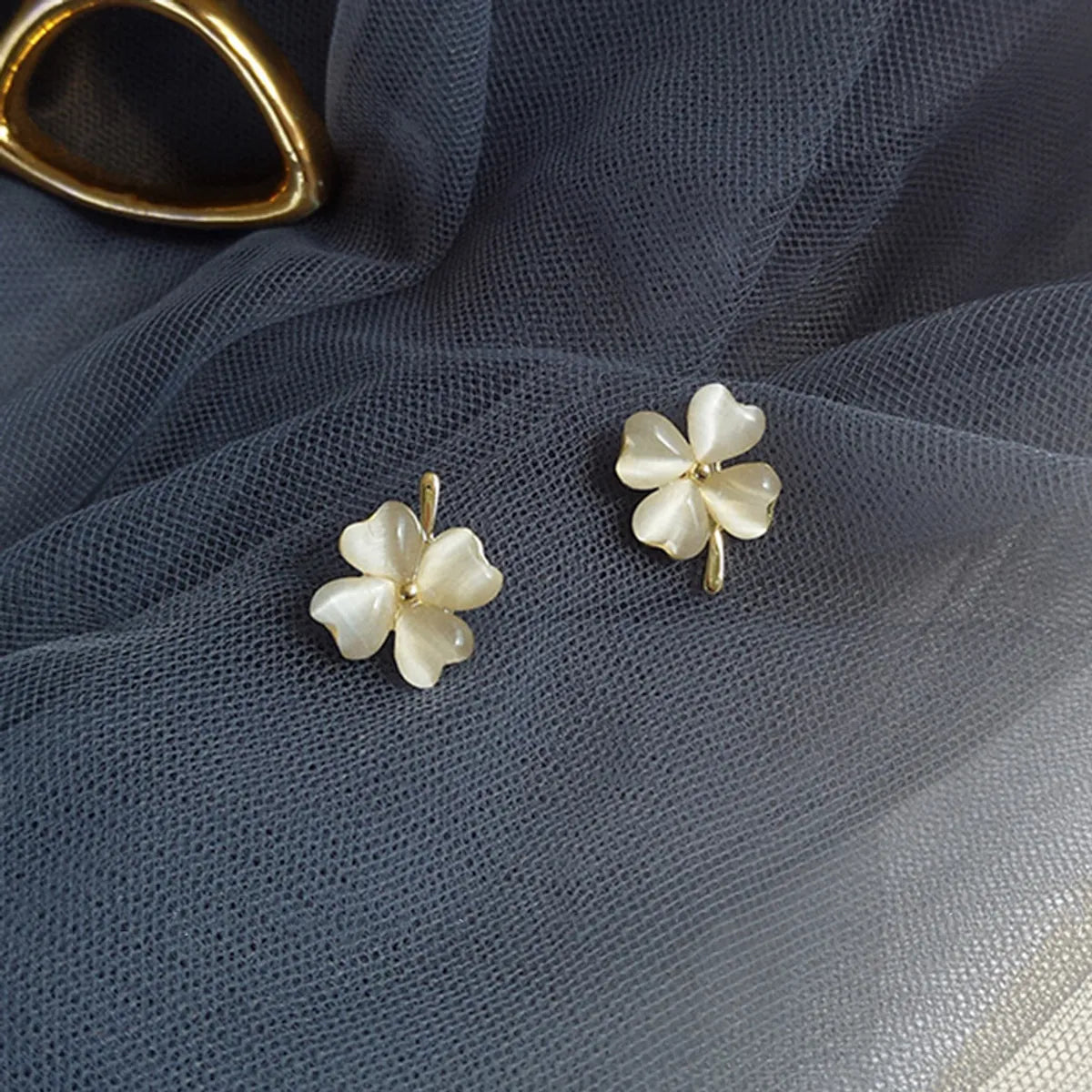 1 Pair Simple Style Star Flower Inlay Alloy Zircon Drop Earrings