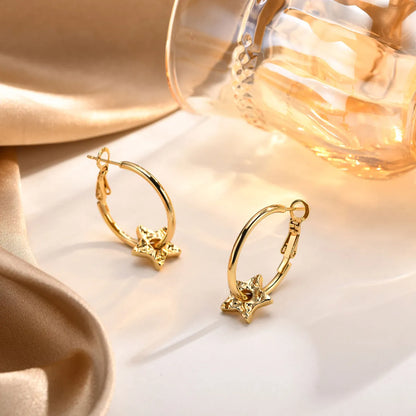 1 Pair Simple Style Star Handmade Plating Stainless Steel 18k Gold Plated Earrings