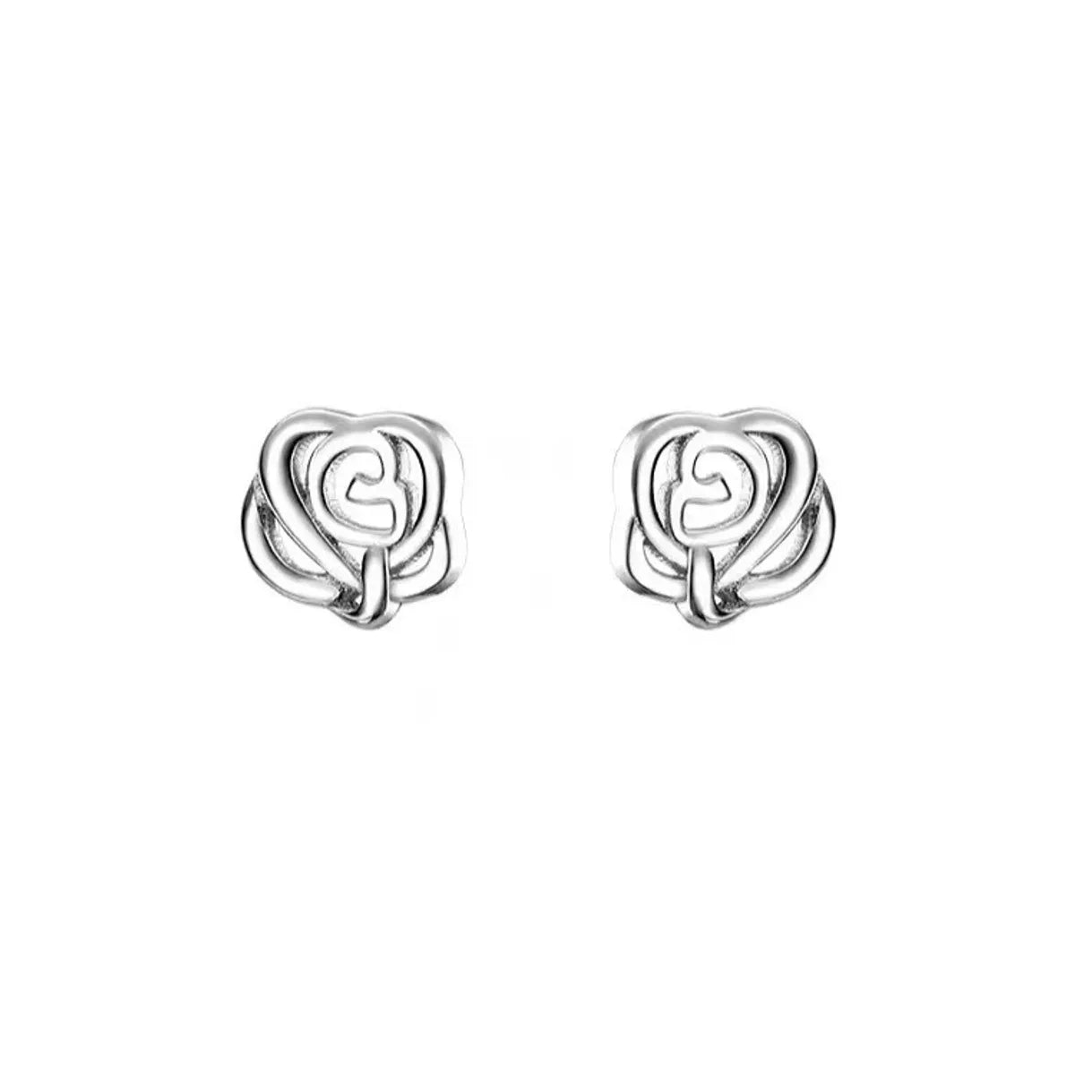 1 Pair Simple Style Star Heart Shape Crown Inlay Sterling Silver Zircon Ear Studs