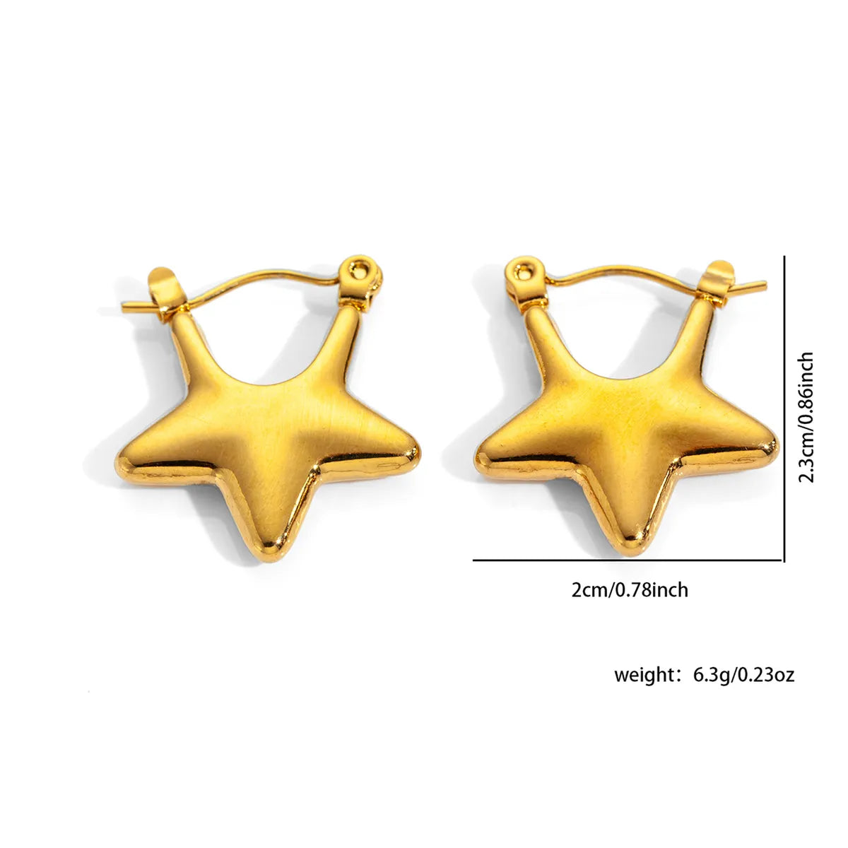 1 Pair Simple Style Star Heart Shape Titanium Steel Earrings