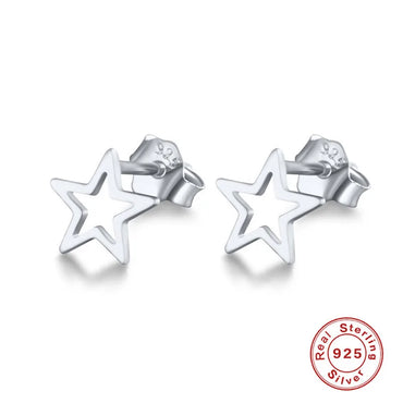 1 Pair Simple Style Star Hollow Out Sterling Silver Ear Studs