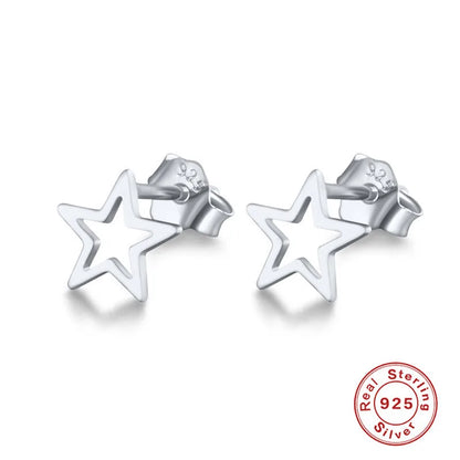 1 Pair Simple Style Star Hollow Out Sterling Silver Ear Studs