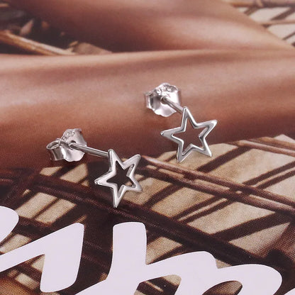 1 Pair Simple Style Star Hollow Out Sterling Silver Ear Studs