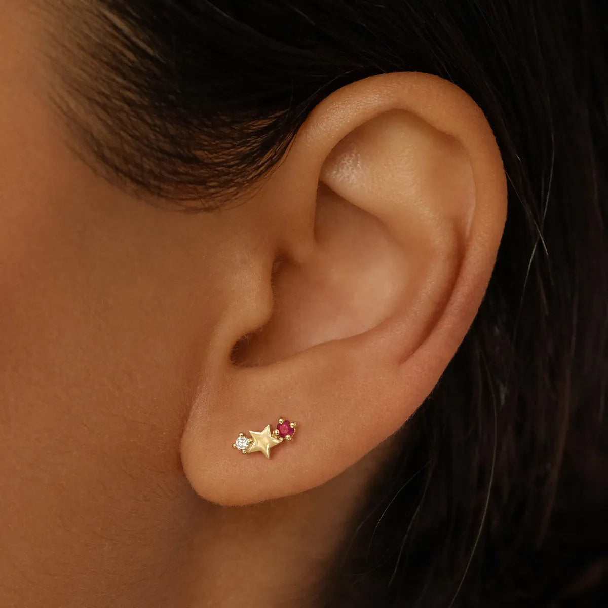 1 Pair Simple Style Star Inlay Stainless Steel Zircon Gold Plated Ear Studs