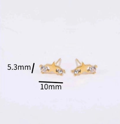 1 Pair Simple Style Star Inlay Stainless Steel Zircon Gold Plated Ear Studs