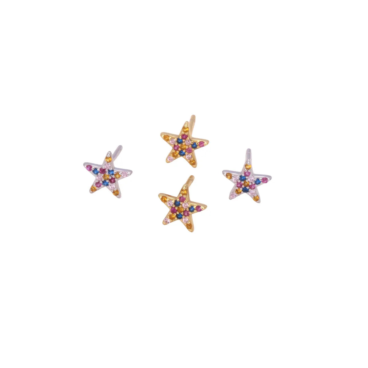 1 Pair Simple Style Star Inlay Sterling Silver Gem Ear Studs