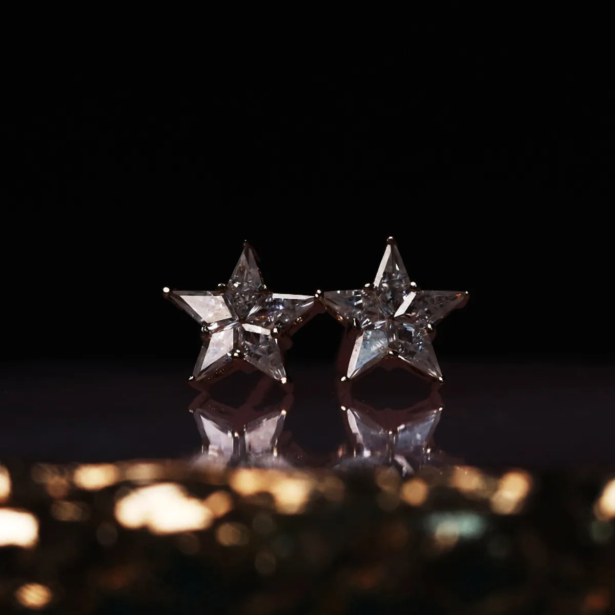 1 Pair Simple Style Star Inlay Sterling Silver Rhinestones Ear Studs