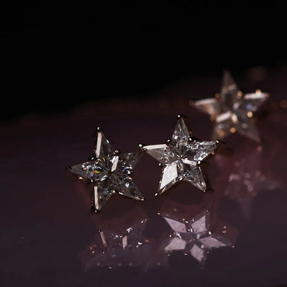 1 Pair Simple Style Star Inlay Sterling Silver Rhinestones Ear Studs