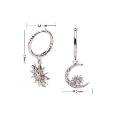 1 Pair Simple Style Star Inlay Sterling Silver Zircon Drop Earrings