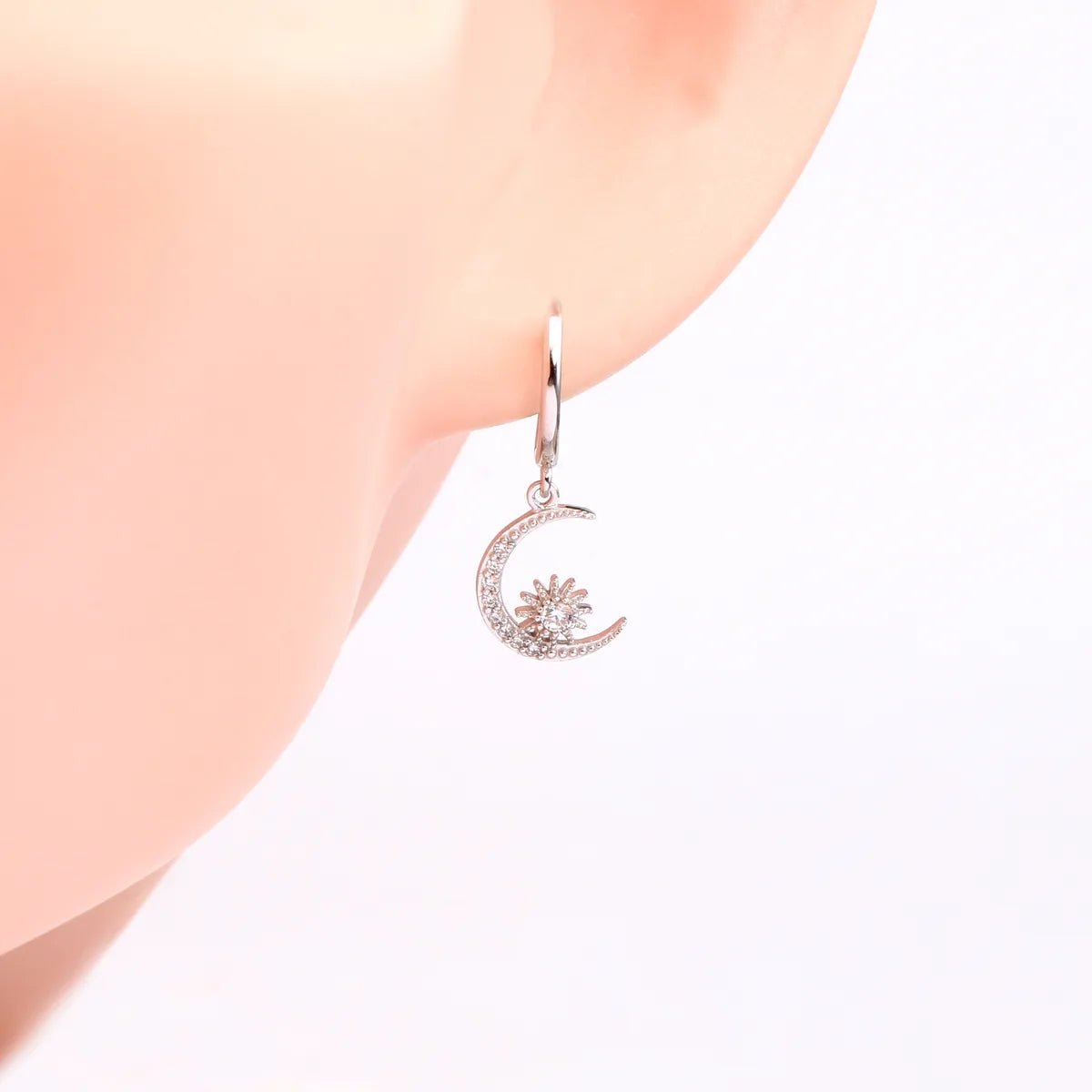 1 Pair Simple Style Star Inlay Sterling Silver Zircon Drop Earrings