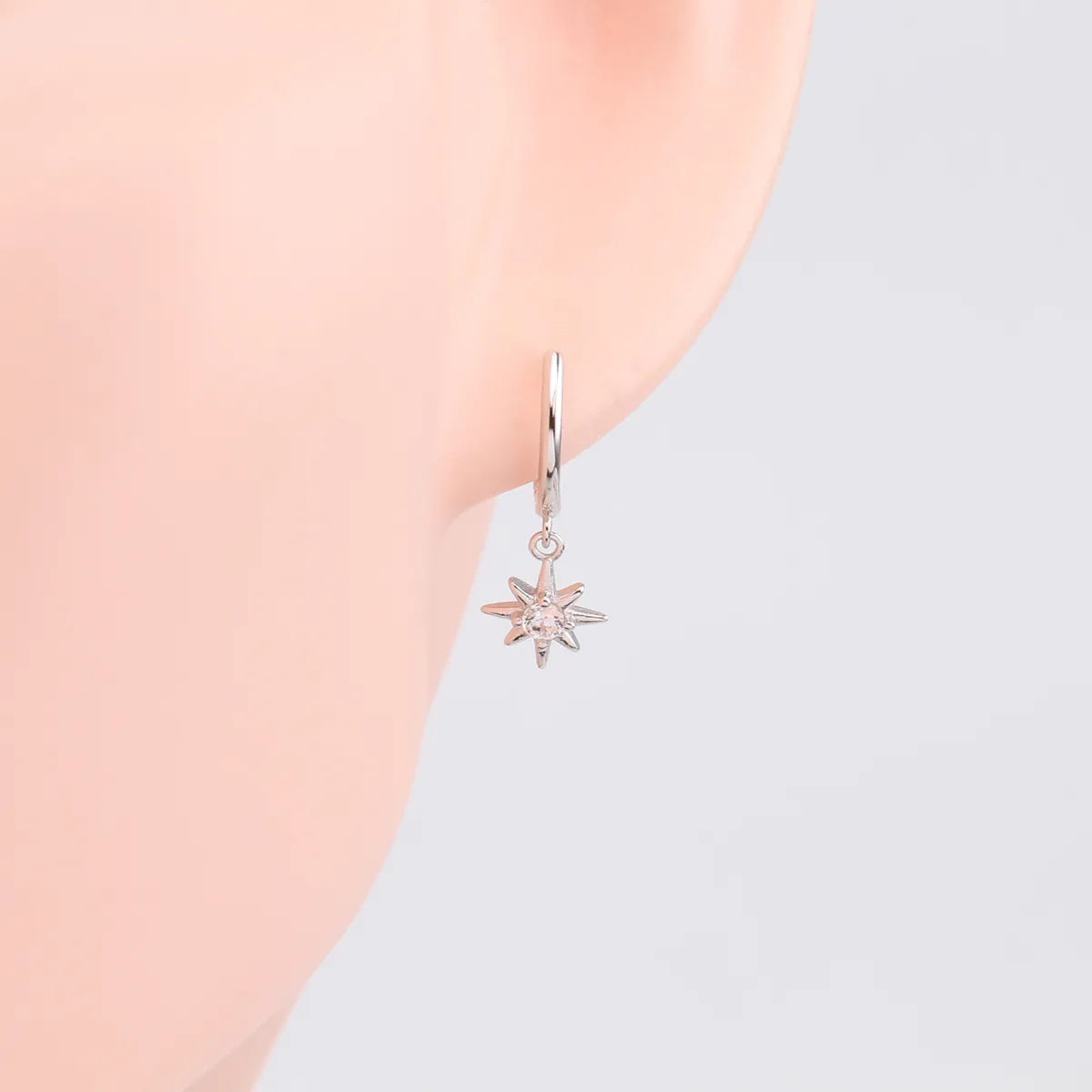 1 Pair Simple Style Star Inlay Sterling Silver Zircon Drop Earrings