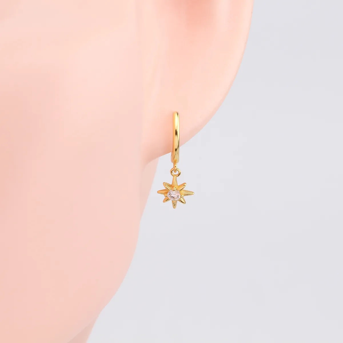 1 Pair Simple Style Star Inlay Sterling Silver Zircon Drop Earrings