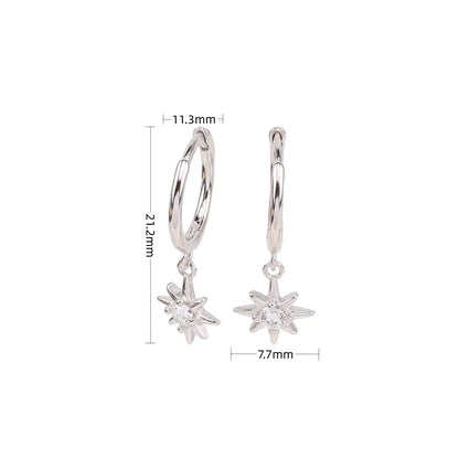 1 Pair Simple Style Star Inlay Sterling Silver Zircon Drop Earrings