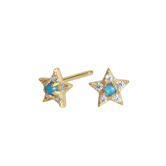 1 Pair Simple Style Star Inlay Sterling Silver Zircon Ear Studs