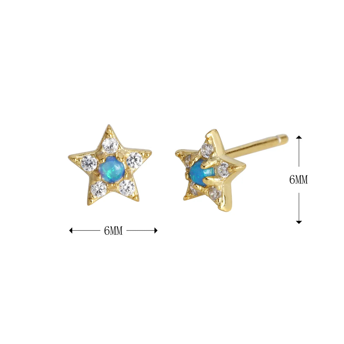 1 Pair Simple Style Star Inlay Sterling Silver Zircon Ear Studs