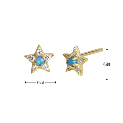 1 Pair Simple Style Star Inlay Sterling Silver Zircon Ear Studs