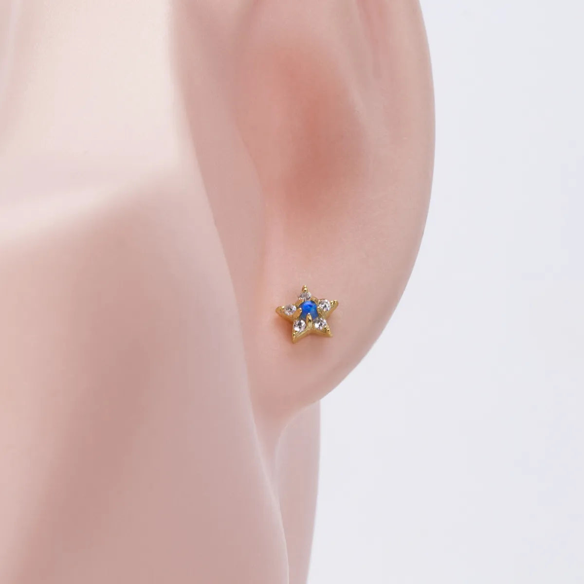 1 Pair Simple Style Star Inlay Sterling Silver Zircon Ear Studs