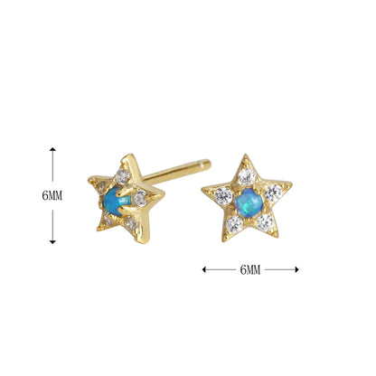 1 Pair Simple Style Star Inlay Sterling Silver Zircon Ear Studs