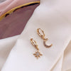 1 Pair Simple Style Star Moon Asymmetrical Plating Inlay Alloy Rhinestones Gold Plated Silver Plated Drop Earrings