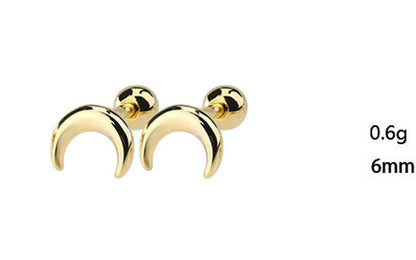 1 Piece Simple Style Star Moon Plating Copper Ear Studs