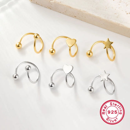 1 Pair Simple Style Star Moon Plating Sterling Silver 18k Gold Plated Rhodium Plated Ear Studs