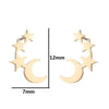 1 Pair Simple Style Star Moon Stainless Steel Ear Studs