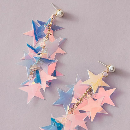 1 Pair Simple Style Star Plating Alloy Drop Earrings